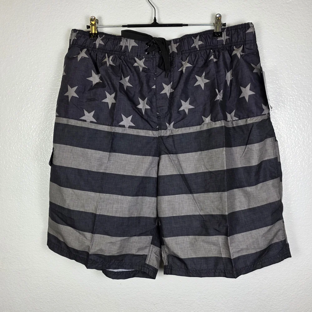 Kanu Surf Men's Infinite Swim Trunks Flag II Black UPF 50+ Quick Dry Size 2X